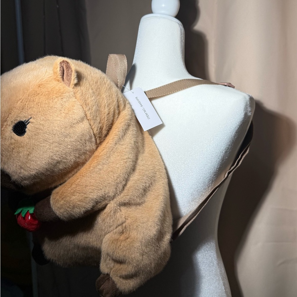 Sleepyville Critters Capybara Plush Backpack with Strawberry 🍓 - Picture 5 of 13